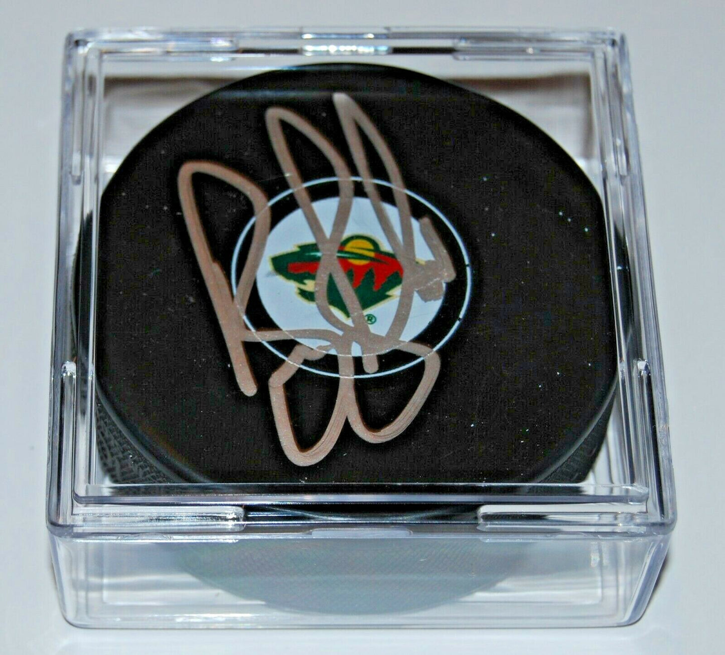 BRUCE BOUDREAU signed (MINNESOTA WILD) NHL Souvenir hockey puck W/COA 