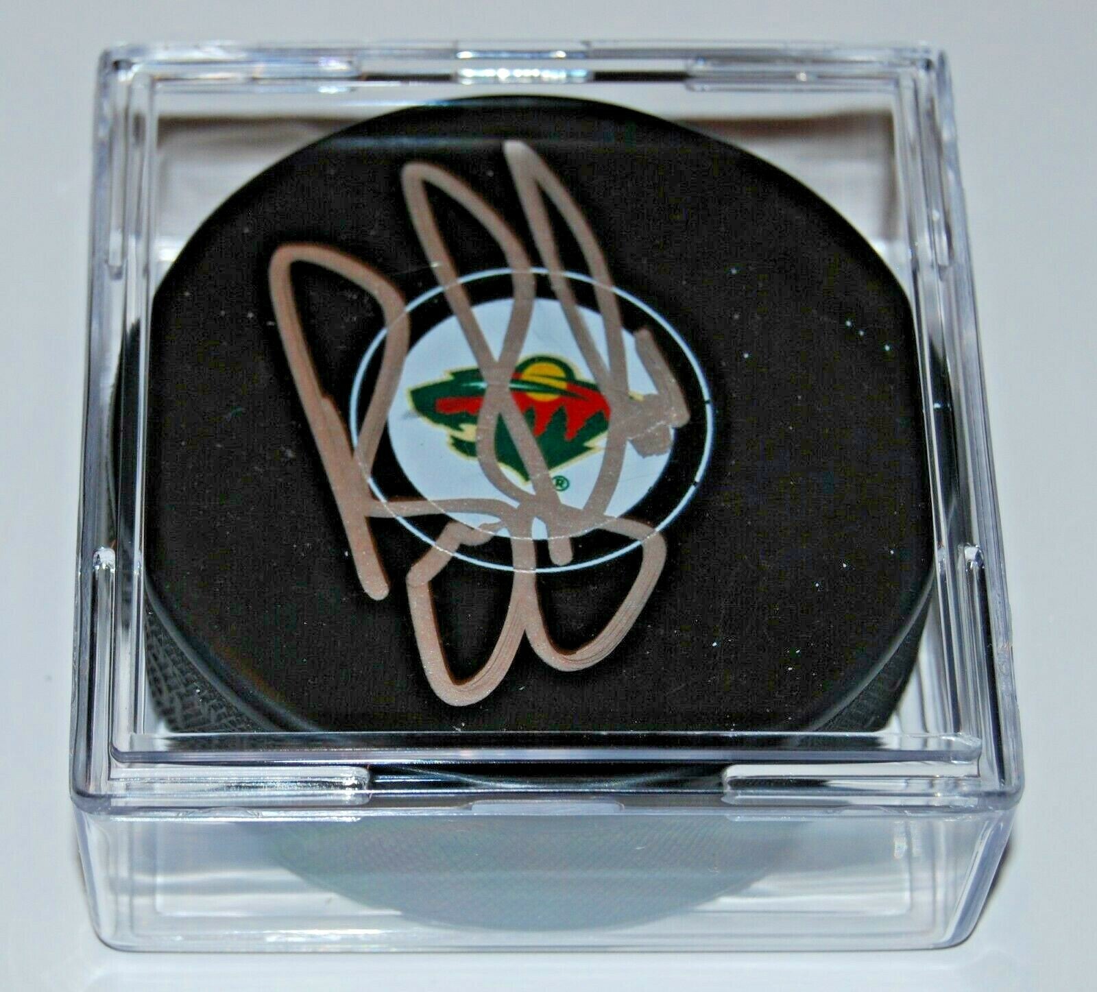 BRUCE BOUDREAU signed (MINNESOTA WILD) NHL Souvenir hockey puck W/COA 
