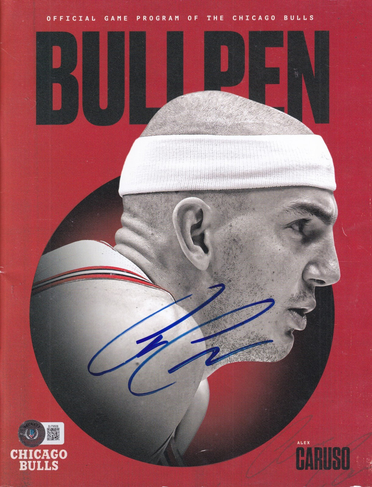 ALEX CARUSO signed (CHICAGO BULLS) Official Game program BECKETT BAS BJ79508