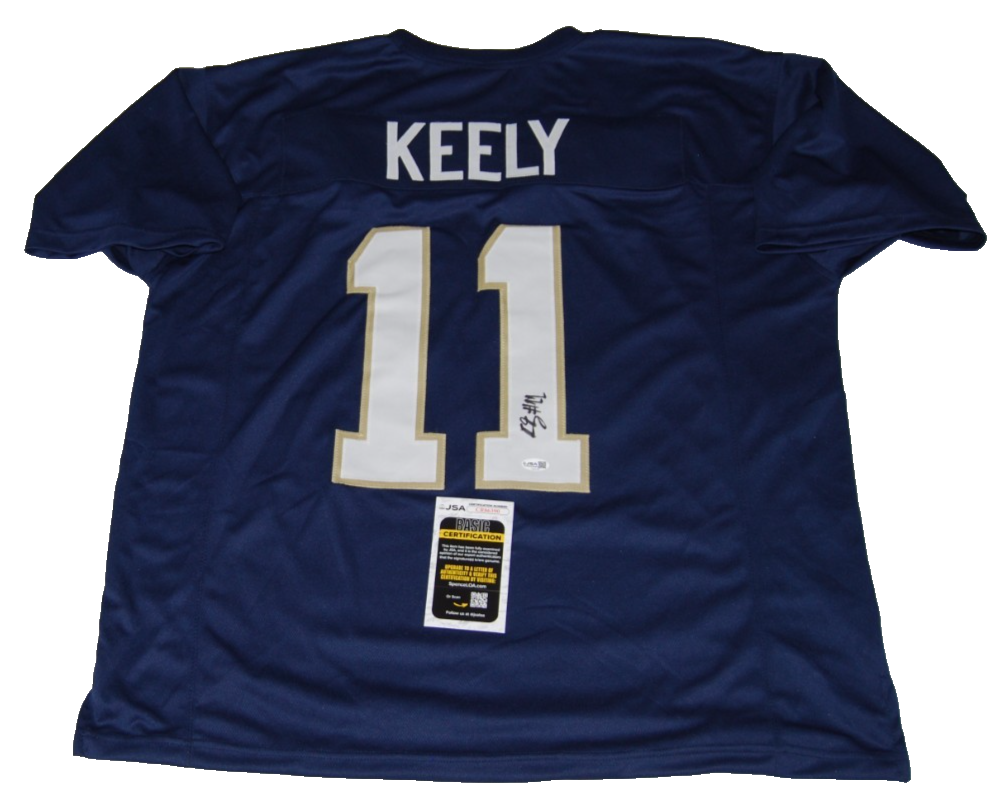KEON KEELEY signed (NOTRE DAME FIGHTING IRISH) Navy football jersey JSA CR86390