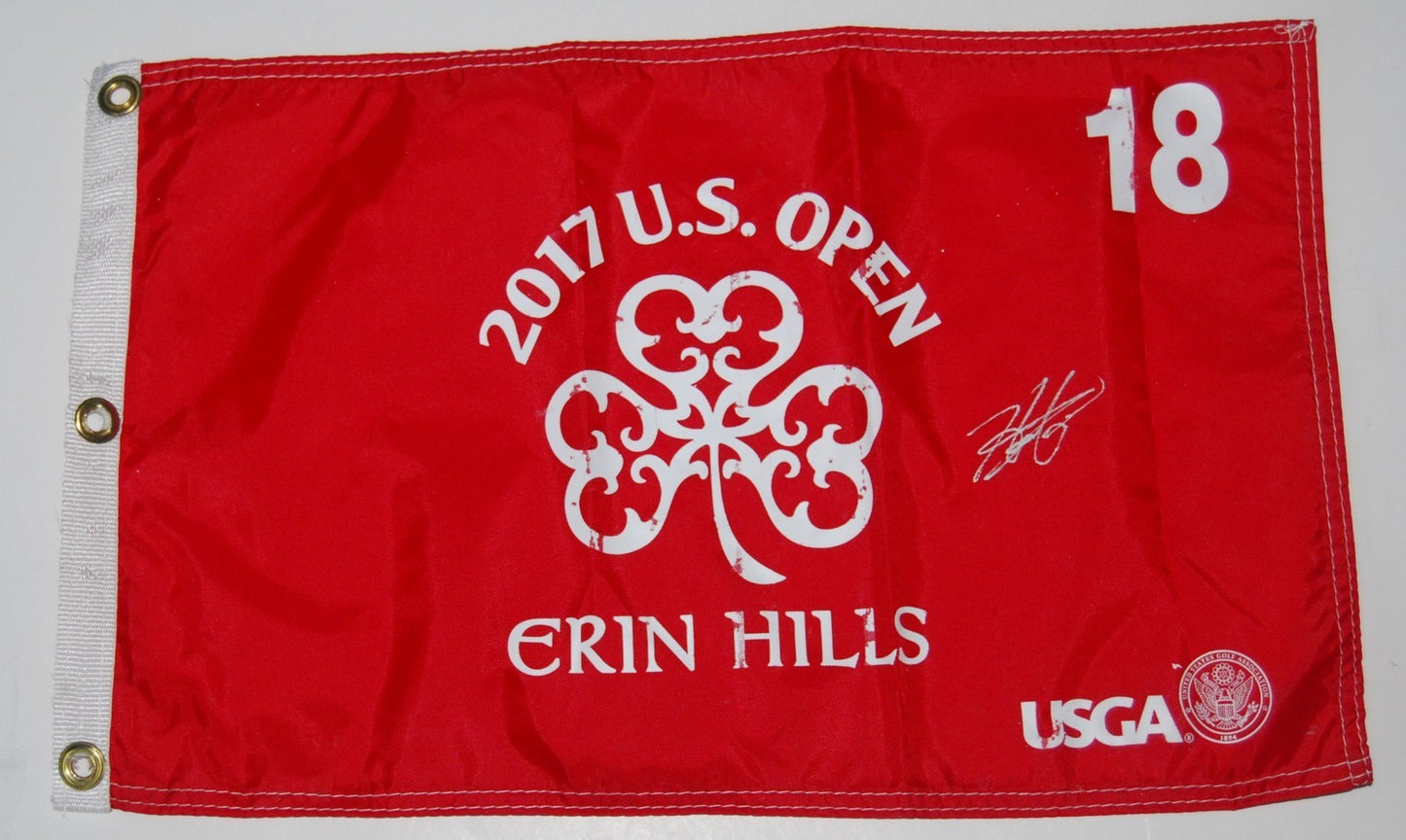 Hideki Matsuyama signed (2017 US OPEN) Golf Pin flag PGA W/COA *PROOF*