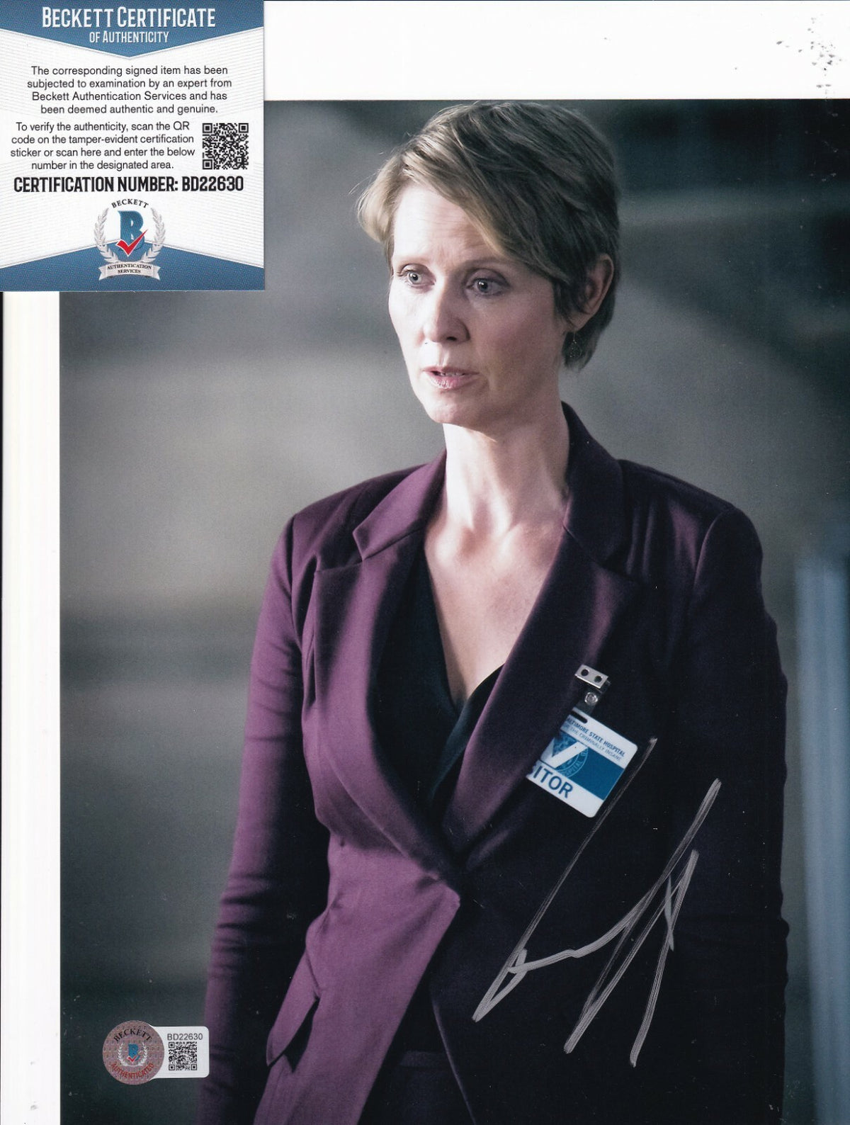 CYNTHIA NIXON signed (HANNIBAL) Kade Prurnell 8X10 photo BECKETT BAS BD22630