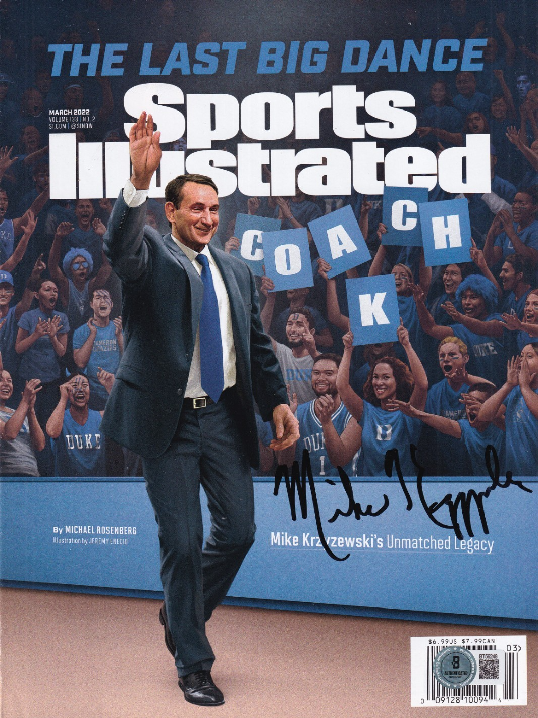 MIKE KRZYZEWSKI signed (DUKE BLUE DEVILS) Sports Illustrated BECKETT BT56248