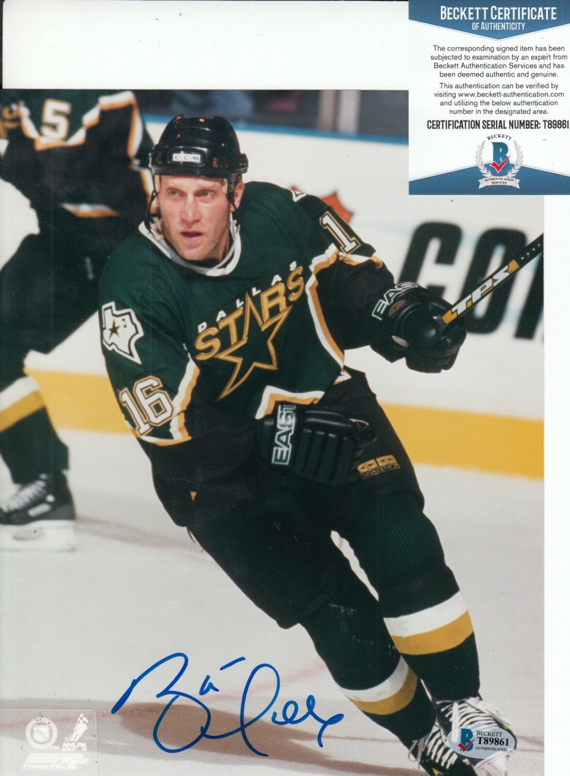 BRETT HULL signed (DALLAS STARS) autograph Hockey 8X10 photo BECKETT BAS T89861