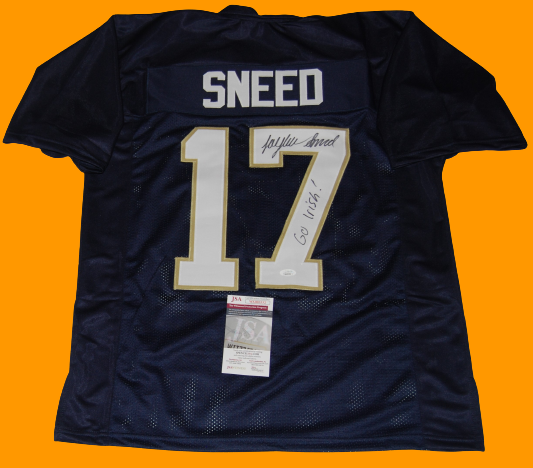 JAYLEN SNEED signed (NOTRE DAME FIGHTING IRISH) Go Irish ! BLUE XL jersey JSA 