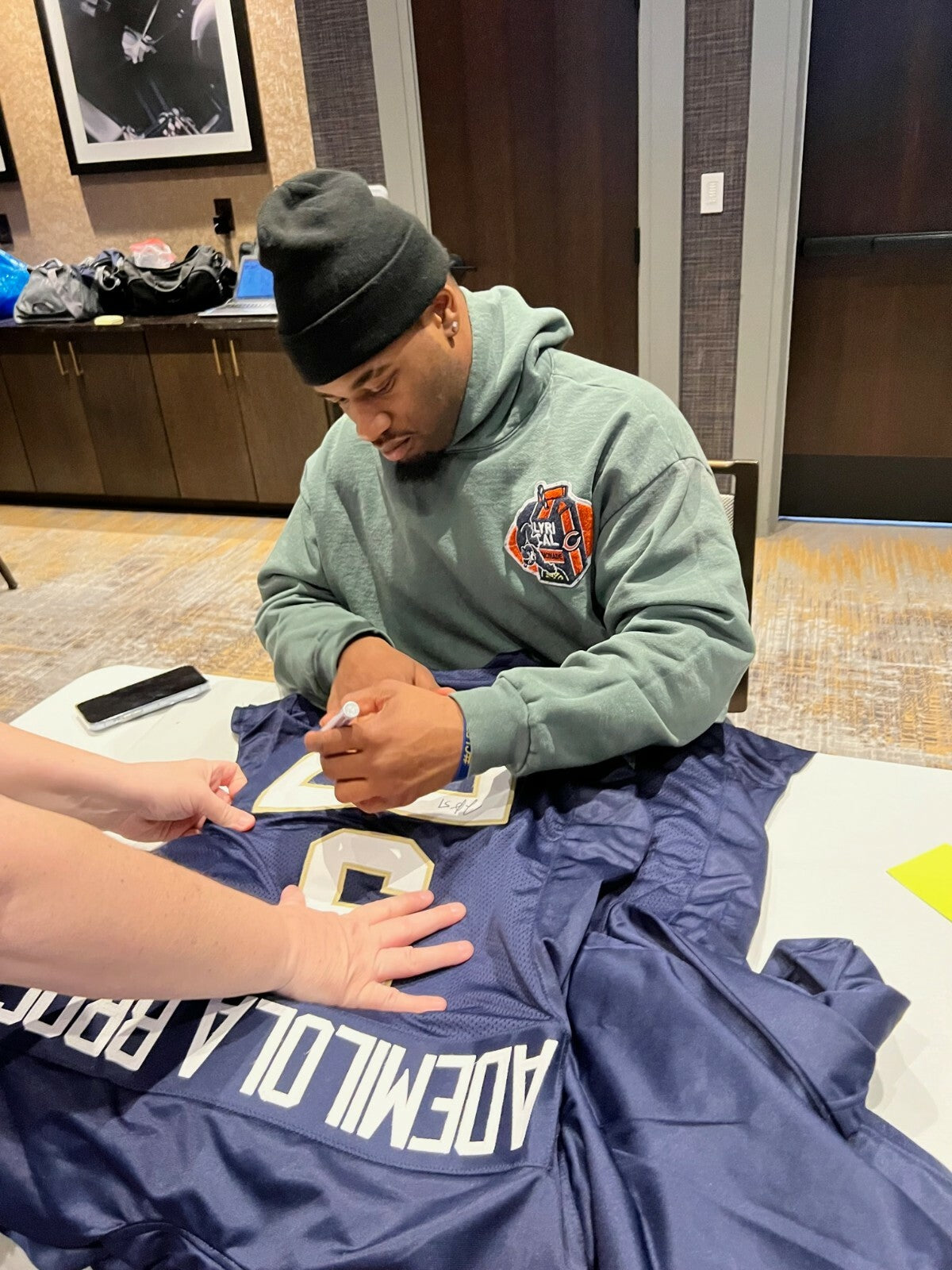 JUSTIN & JAYSON ADEMILOLA signed (NOTRE DAME FIGHTING IRISH) Blue XL jersey JSA