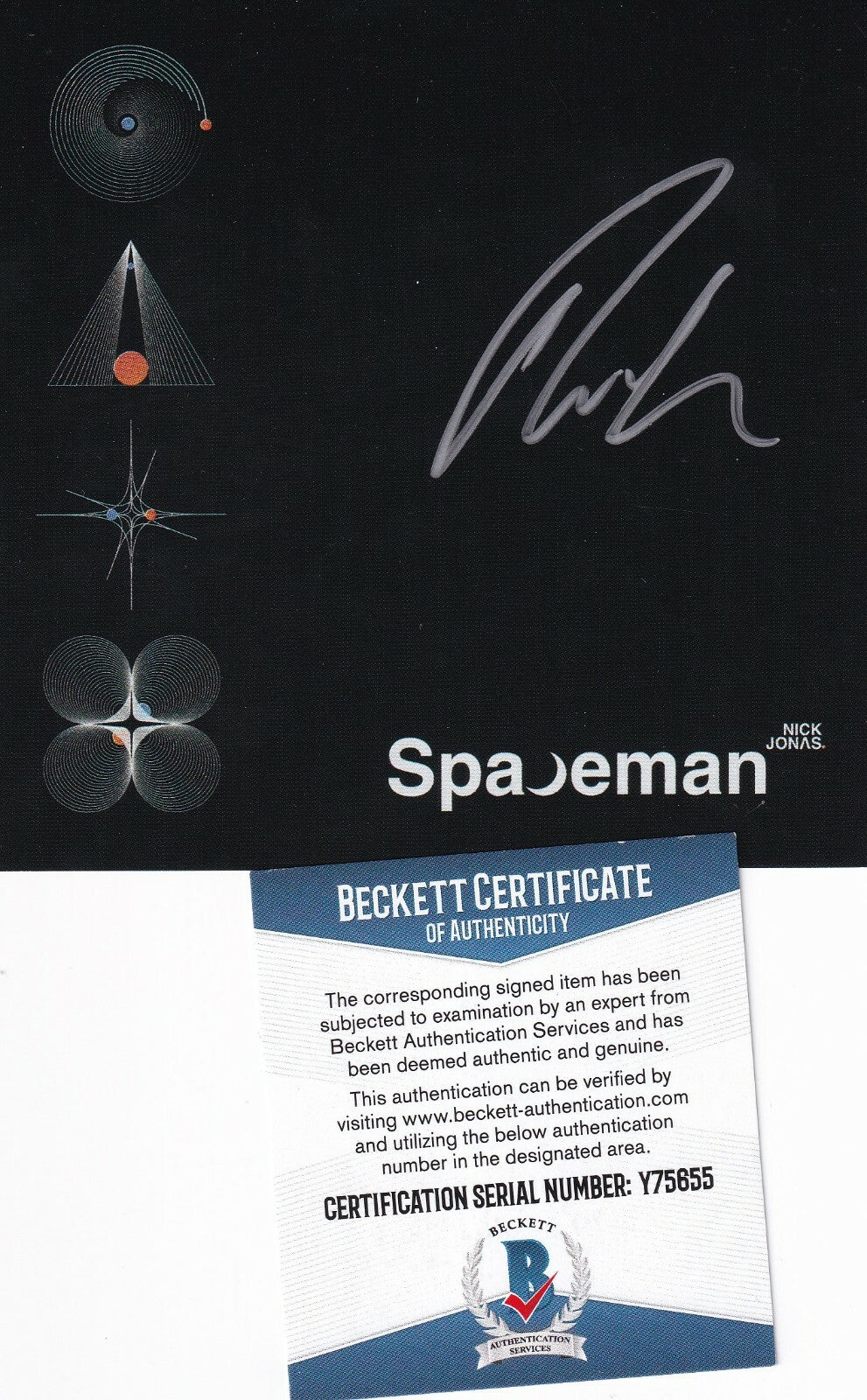 NICK JONAS signed (SPACEMAN) Jonas Brothers CD cover W/CD BECKETT BAS Y75655