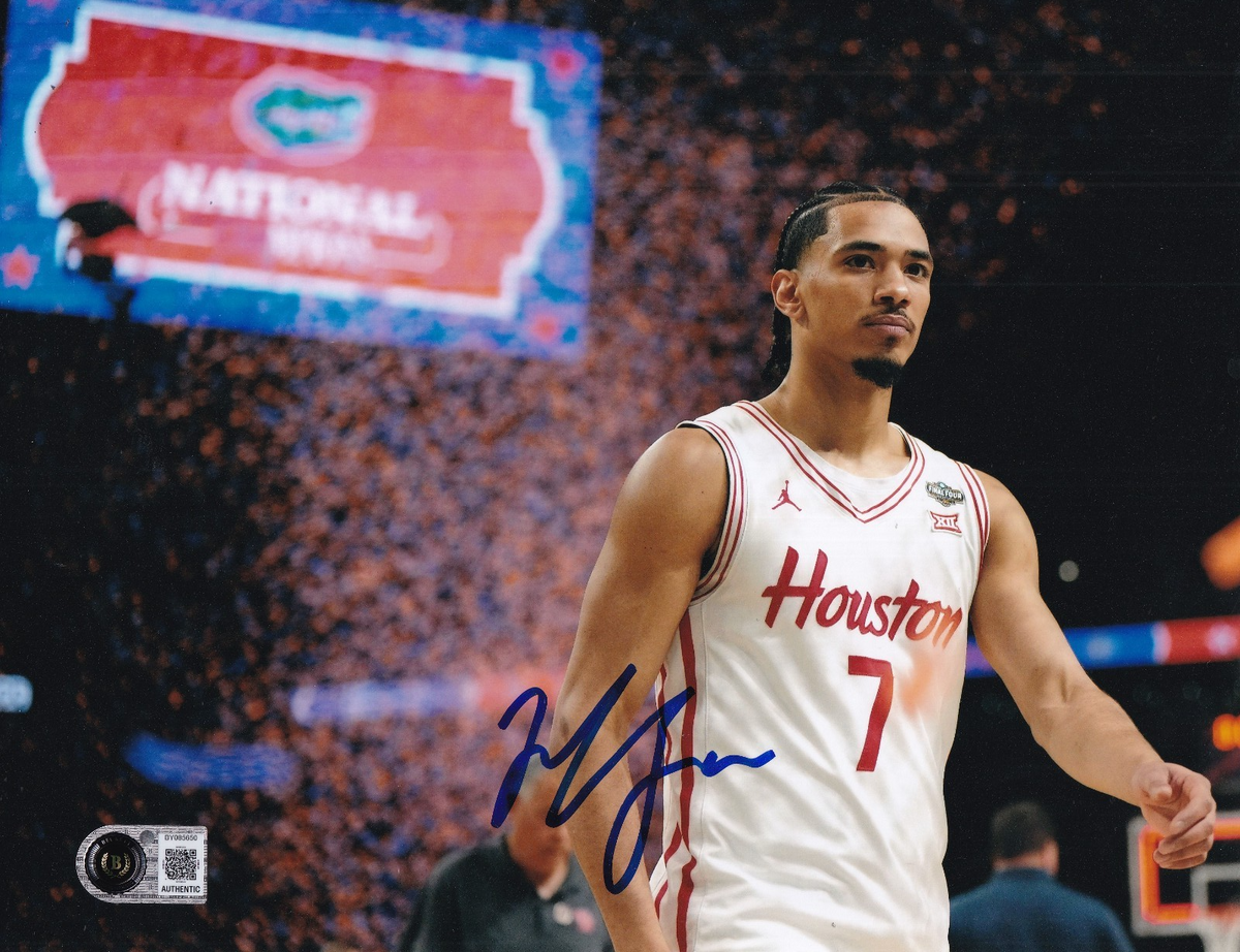 MILOS UZAN signed (HOUSTON COUGARS) basketball 8X10 photo BECKETT BY085650