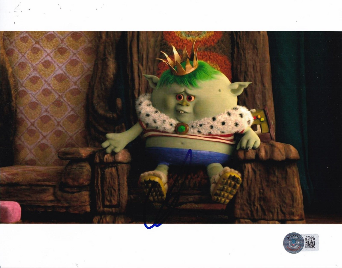 CHRISTOPHER MINTZ-PLASSE signed (TROLLS) Movie King Gristle 8x10 BECKETT BL52456