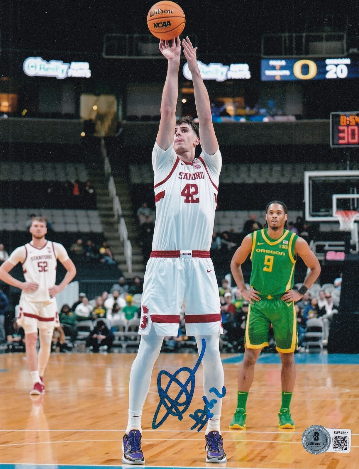 MAXIME RAYNAUD signed (STANFORD CARDINAL) basketball 8X10 photo BECKETT BW54527
