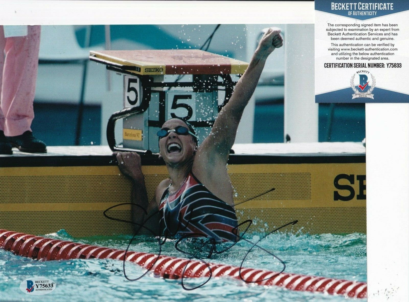 SUMMER SANDERS signed (USA OLYMPICS) SWIMMING Stanford 8X10 photo BECKETT Y75633