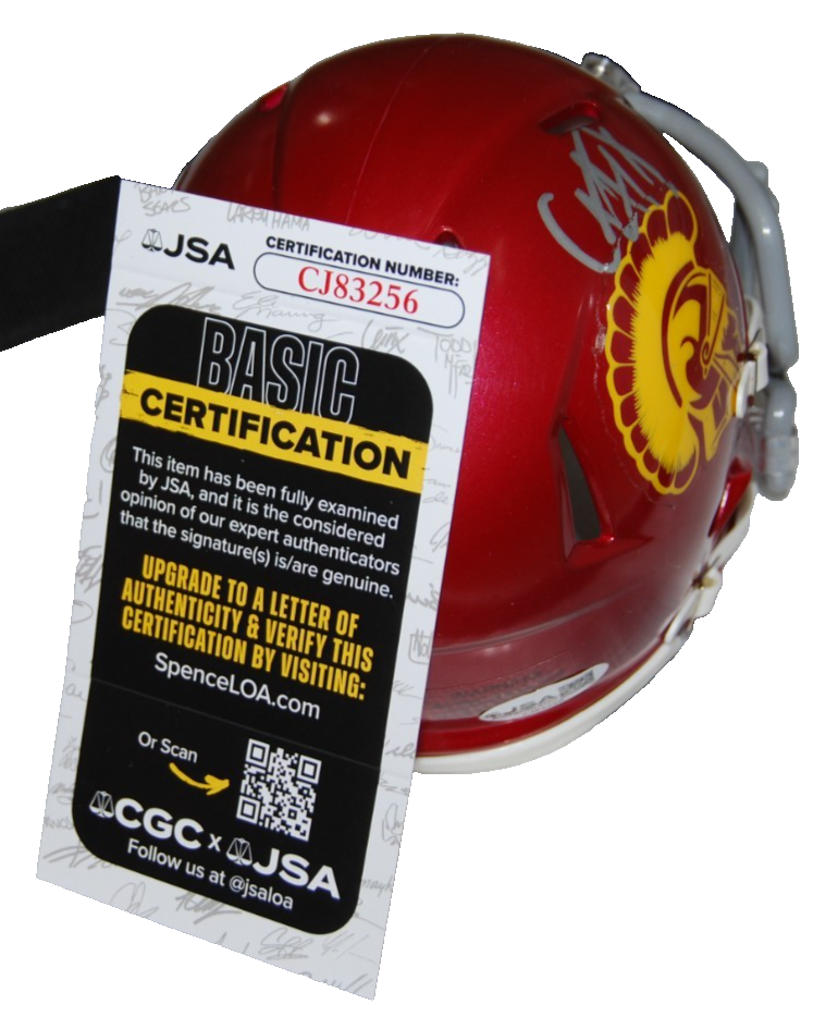 CALEB WILLIAMS signed (USC TROJANS) mini football helmet BECKETT JSA CJ83256