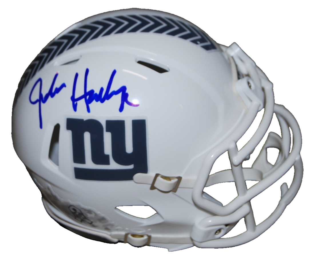 JOHN HARBAUGH signed (NEW YORK GIANTS) mini football helmet BECKETT BW07881