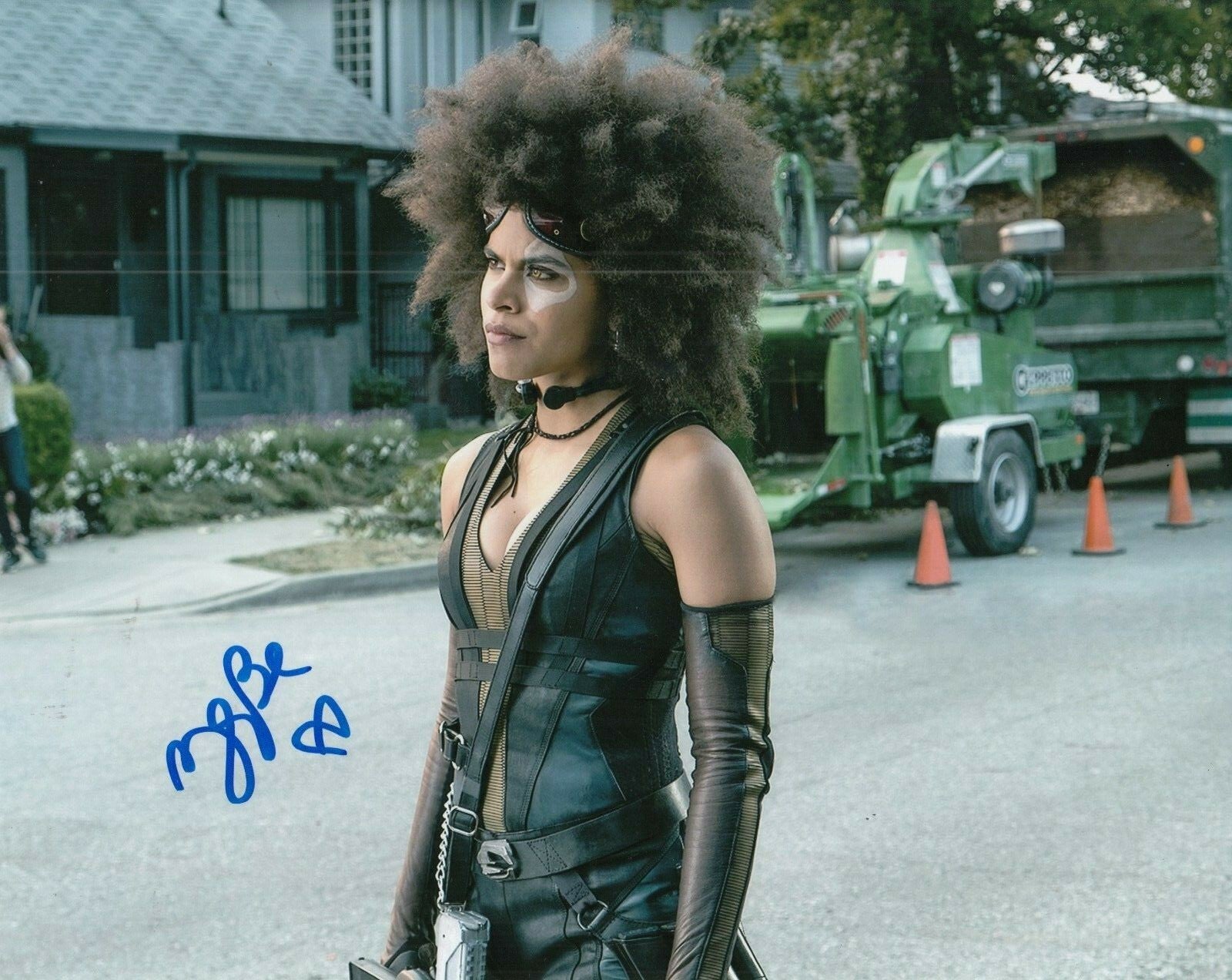 ZAZIE BEETZ signed (DEADPOOL 2) Movie 8X10 *DOMINO* ( PROOF) photo W/COA #1