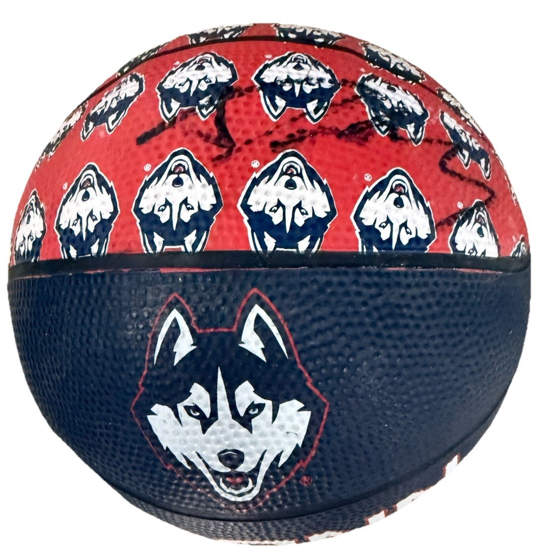 DAN HURLEY signed (U-CONN HUSKIES) Connecticut Mini Rubber logo basketball