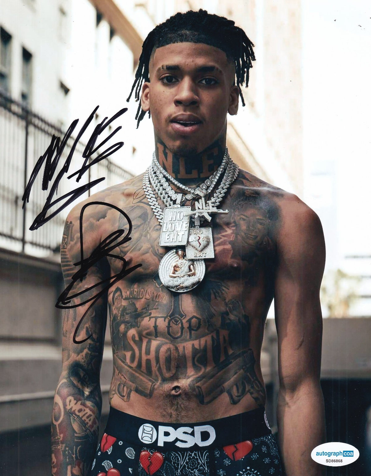 NLE CHOPPA signed (GANG BABY) autographed Rapper music 8X10 photo ACOA SD86868
