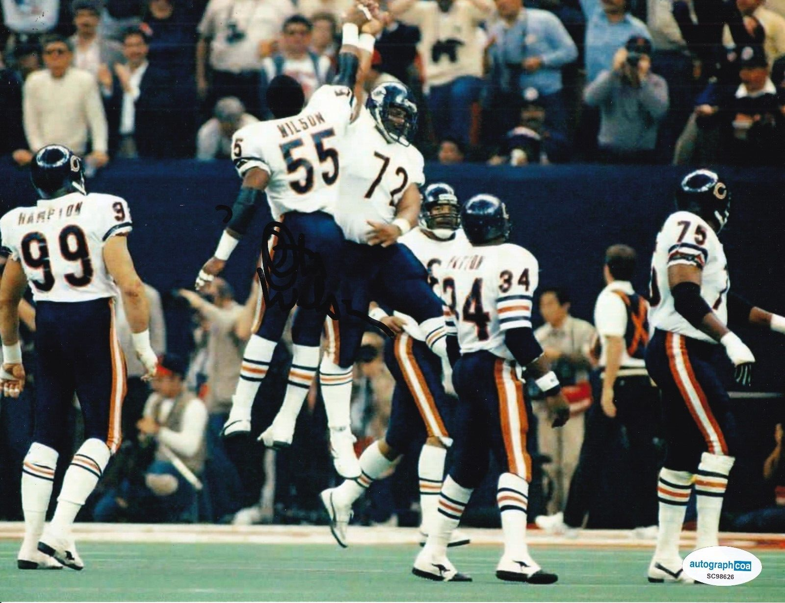 OTIS WILSON signed (CHICAGO BEARS) football SBXX Champ 8X10 photo ACOA SC98626