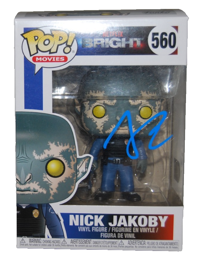 JOEL EDGERTON signed (BRIGHT) Nick Jakoby #560 Funko Pop BECKETT BAS BY085889
