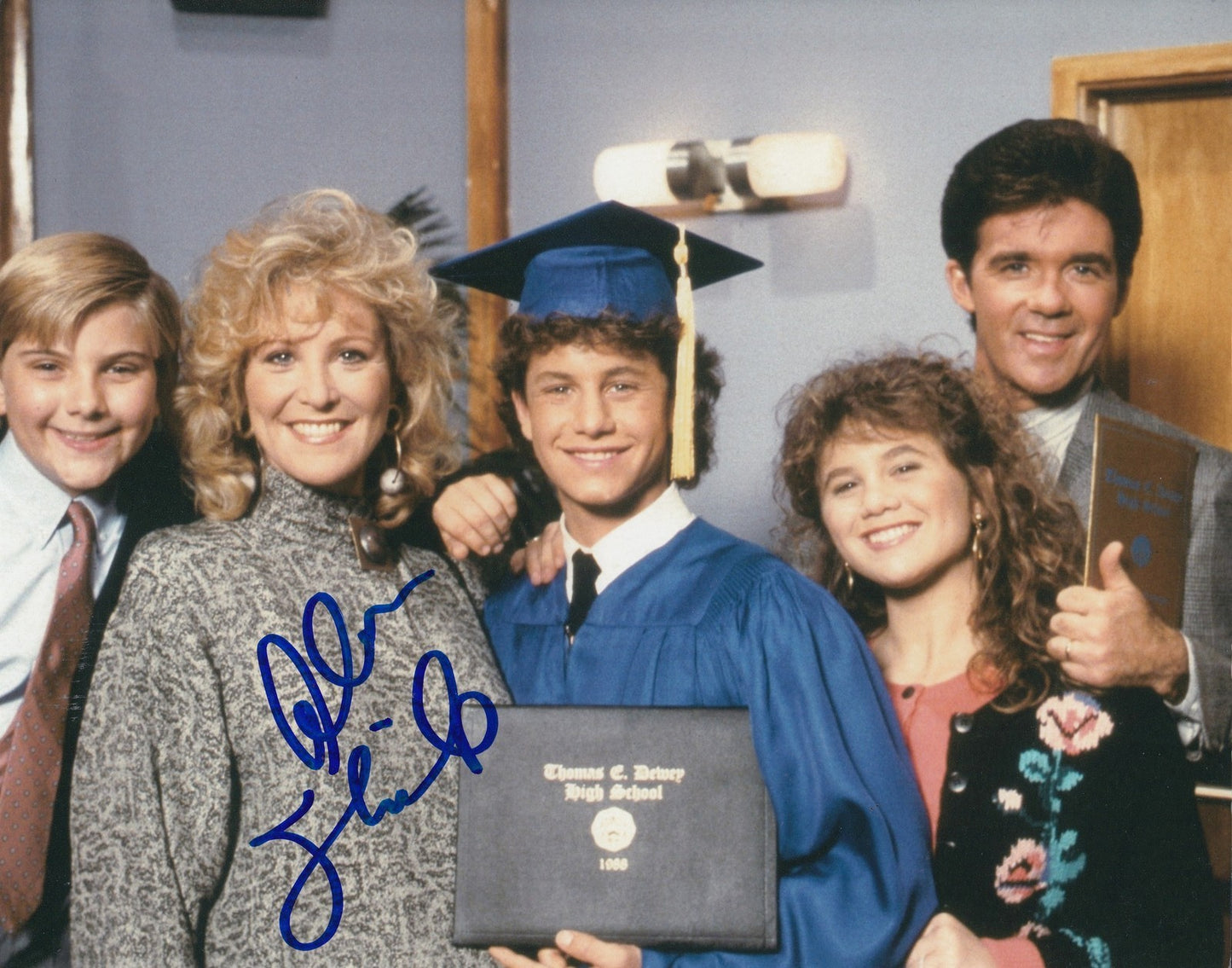 ALAN THICKE signed *FAMILY TIES* DR JASON SEAVER (CAST) 8X10 photograph W/COA #4