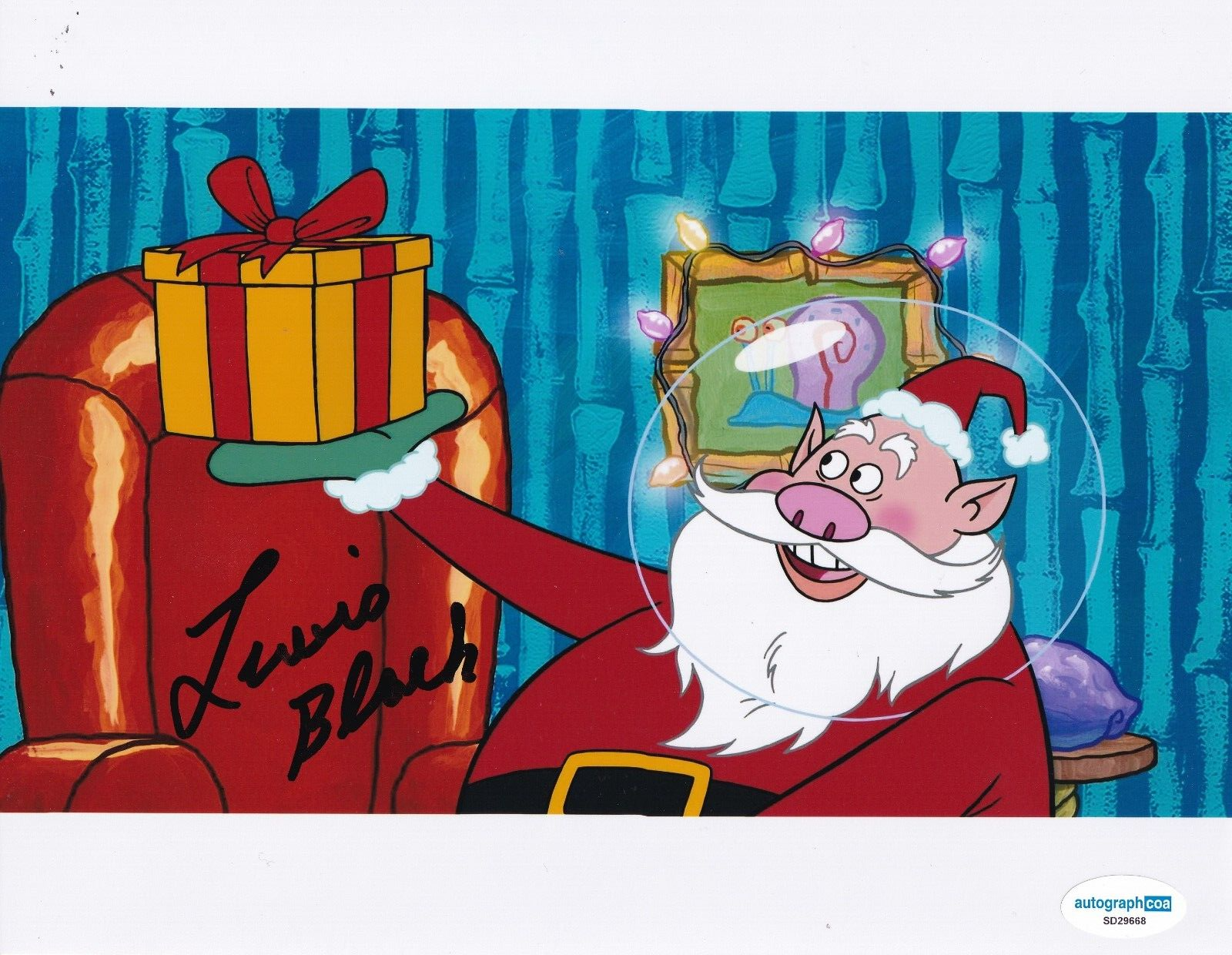 LEWIS BLACK signed (SPONGE BOB SQUAREPANTS) Santa Claus 8x10 photo ACOA SD29668