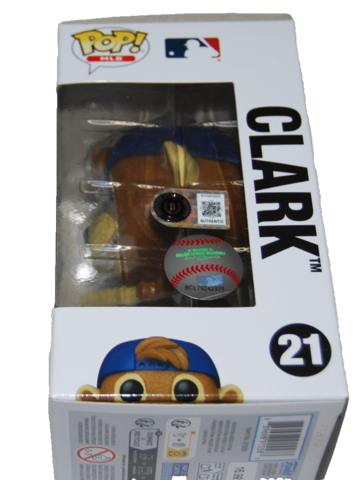 PAT HUGHES signed (CLARK) Mascot WRIGLEY CUBS Funko Pop #21 BECKETT BY085885