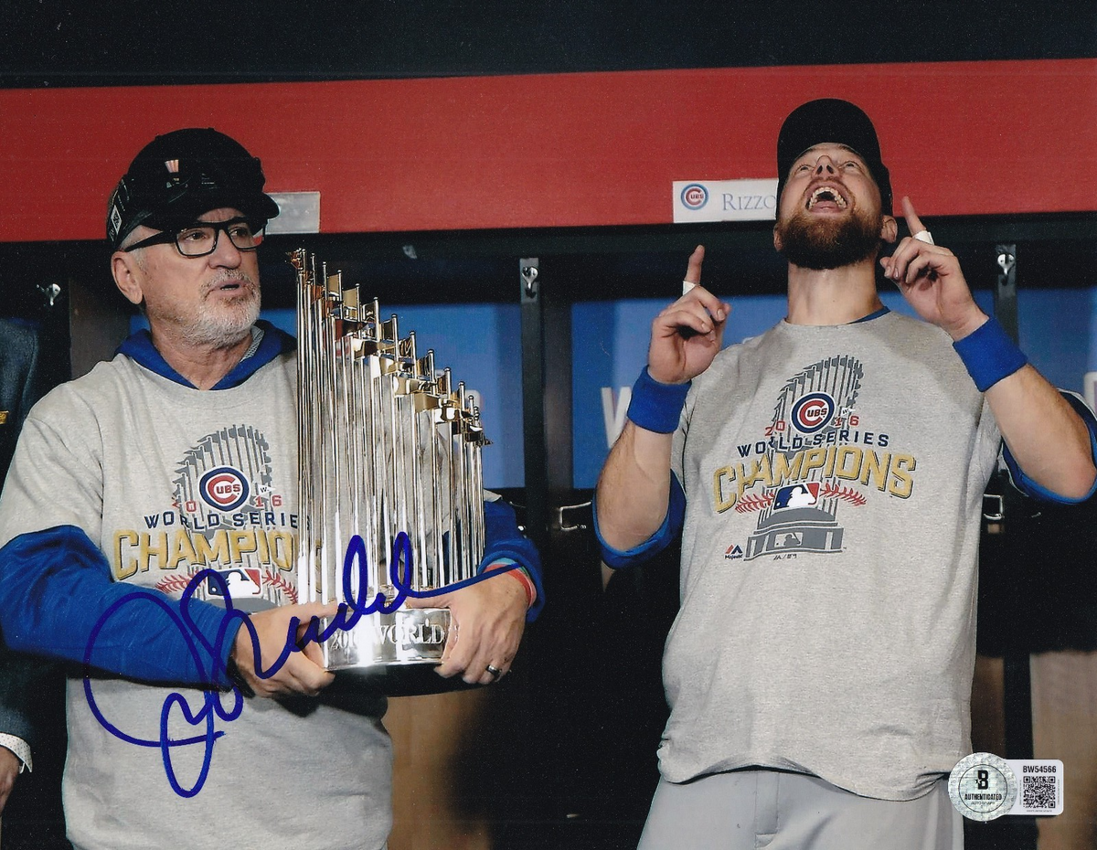 JOE MADDON signed (CHICAGO CUBS) baseball 8X10 photo BECKETT BAS BW54566