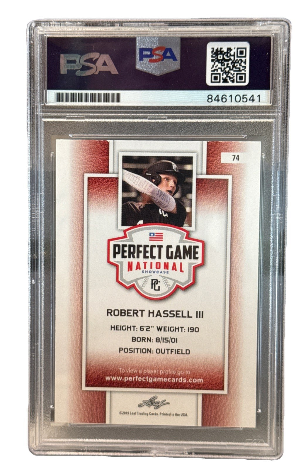 ROBERT HASSELL III signed (Washington Nationals) Perfect Game Card PSA 84610541
