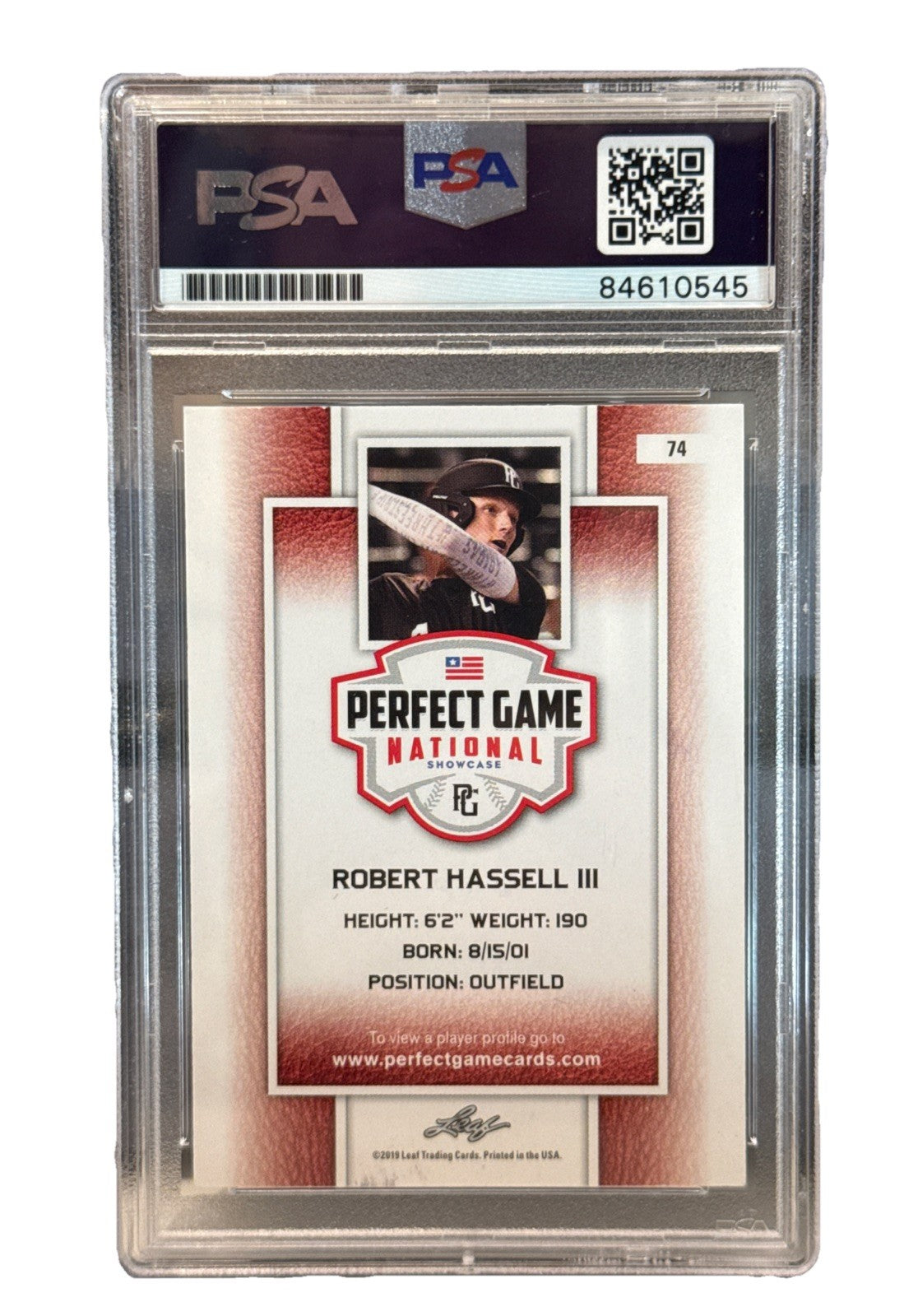 ROBERT HASSELL III signed (Washington Nationals) Perfect Game Card PSA 84610545