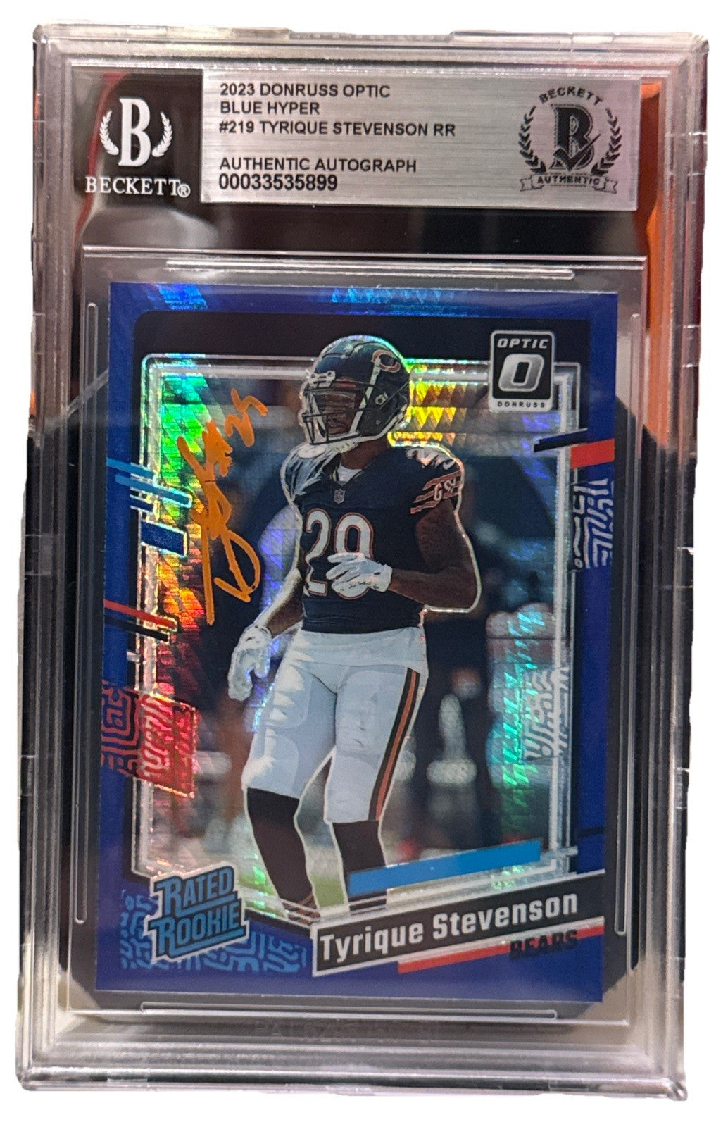 Tyrique Stevenson signed Chicago Bears 2023 Donruss RC Card Beckett 00033535899