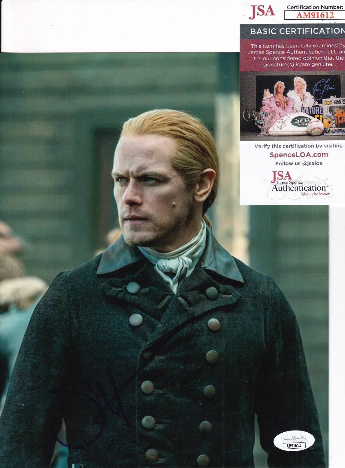 SAM HEUGHAN signed (OUTLANDER) 8X10 Jamie Fraser photo JSA COA AM91612