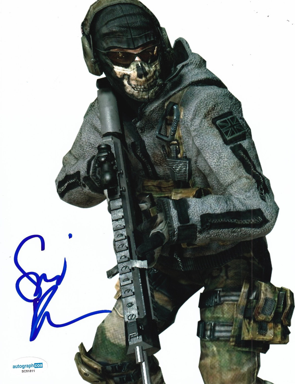 SAMUEL ROUKIN signed (CALL OF DUTY MODERN WARFARE) Ghost 8x10 ACOA SC51811