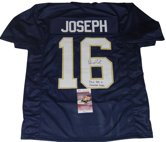 BRANDON JOSEPH signed (NOTRE DAME FIGHTING IRISH) PLACT blue custom jersey JSA 