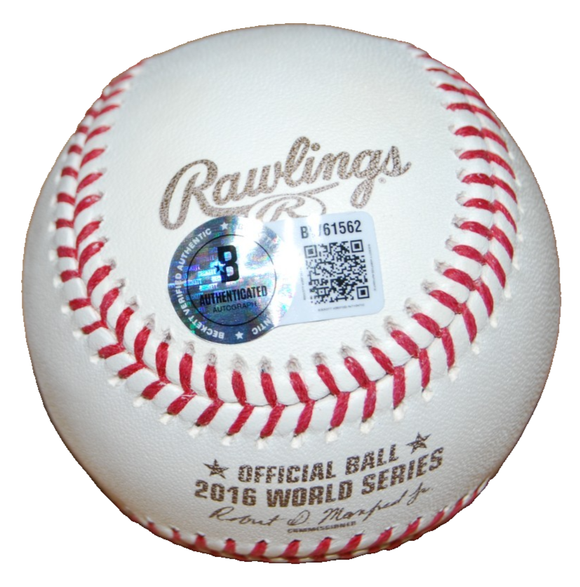 TRAVIS WOOD signed (CHICAGO CUBS) 2016 World Series OML baseball BECKETT BW61562