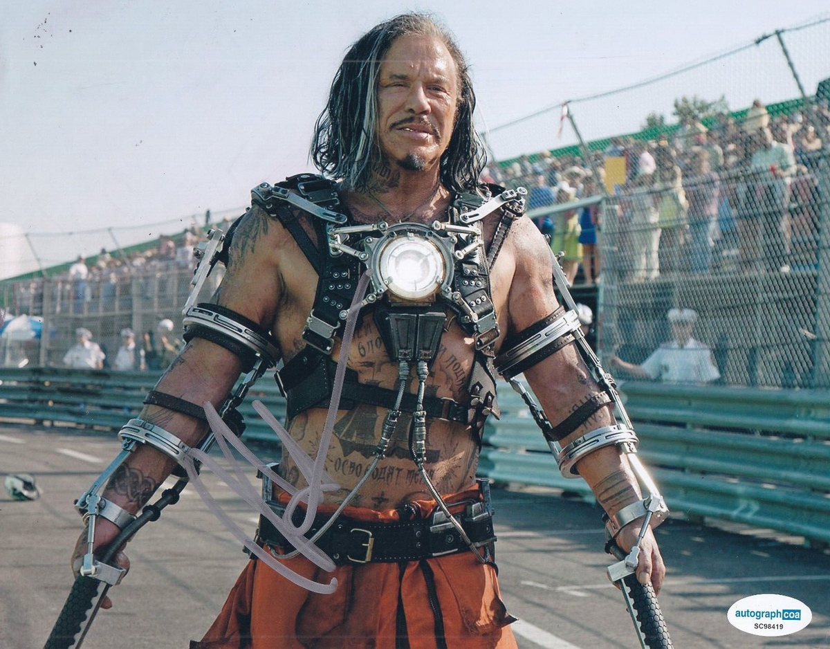 MICKEY ROURKE signed (IRON MAN 2) Ivan Vanko movie 8X10 photo ACOA SC98419