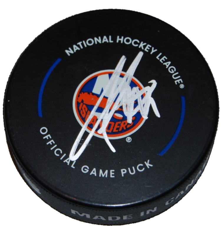 ANDERS LEE signed (NEW YORK ISLANDERS) Official Hockey game puck BECKETT BR25960