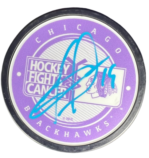 JONATHAN TOEWS signed (CHICAGO BLACKHAWKS) Cancer puck BECKETT BAS AC935105