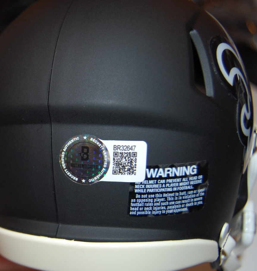 KELLEN MOORE signed (NEW ORLEANS SAINTS) mini football helmet BECKETT BR32647