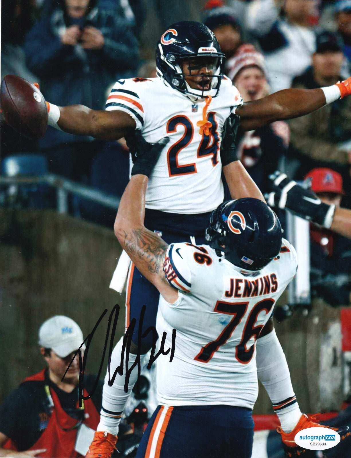 KHALIL HERBERT signed (CHICAGO BEARS) autograph Football 8X10 photo ACOA SD29633