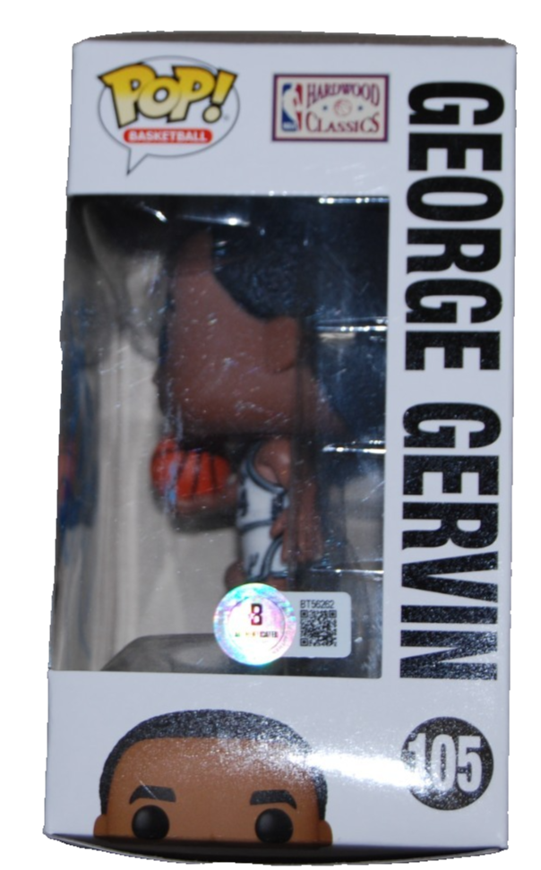 GEORGE GERVIN signed (SAN ANTONIO SPURS) Funko Pop #105 BECKETT BAS BT56262