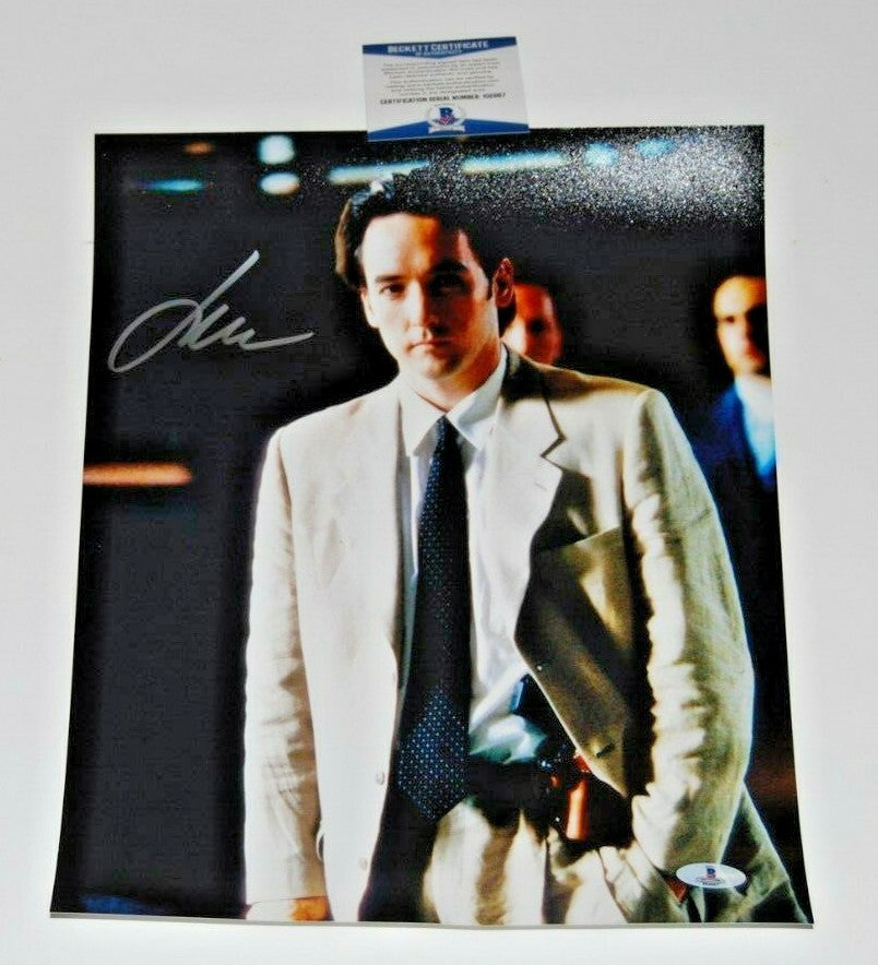 JOHN CUSACK signed (CON AIR) Movie auto Vince Larkin 11X14 photo BECKETT BAS