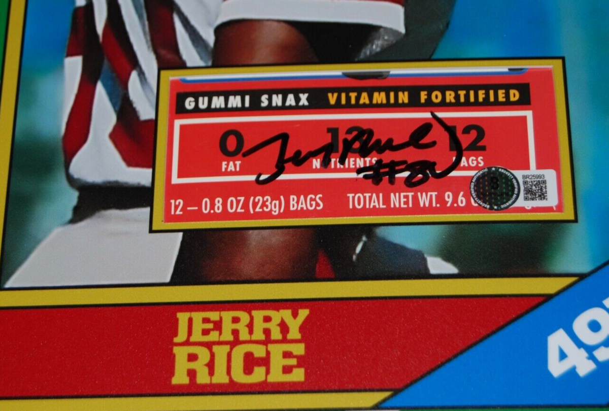 JERRY RICE signed (SAN FRANCICO 49ERS) football 11X14 matted cut BECKETT BR25993