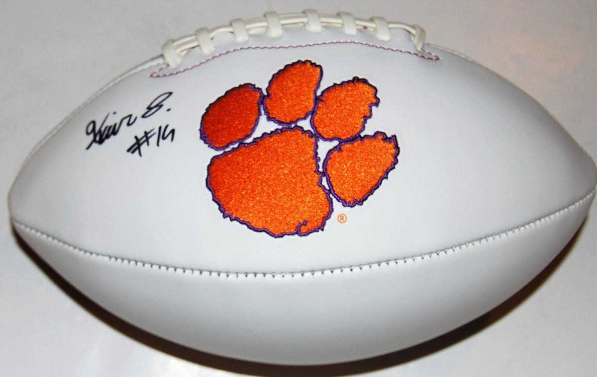 XAVIER THOMAS signed (CLEMSON TIGERS) Embroidered logo football *PROOF* W/COA C