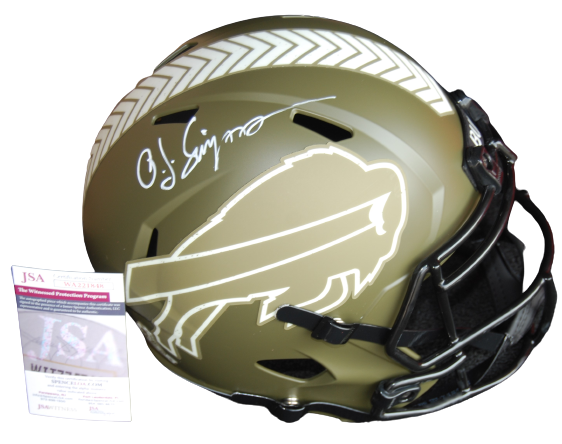 O.J. SIMPSON signed (BUFFALO BILLS) SALUTE TO SERVICE F/S helmet JSA WA221848