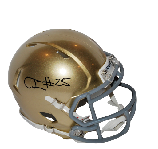 CHRIS TYREE signed (NOTRE DAME IRISH) Riddell Speed mini football helmet JSA