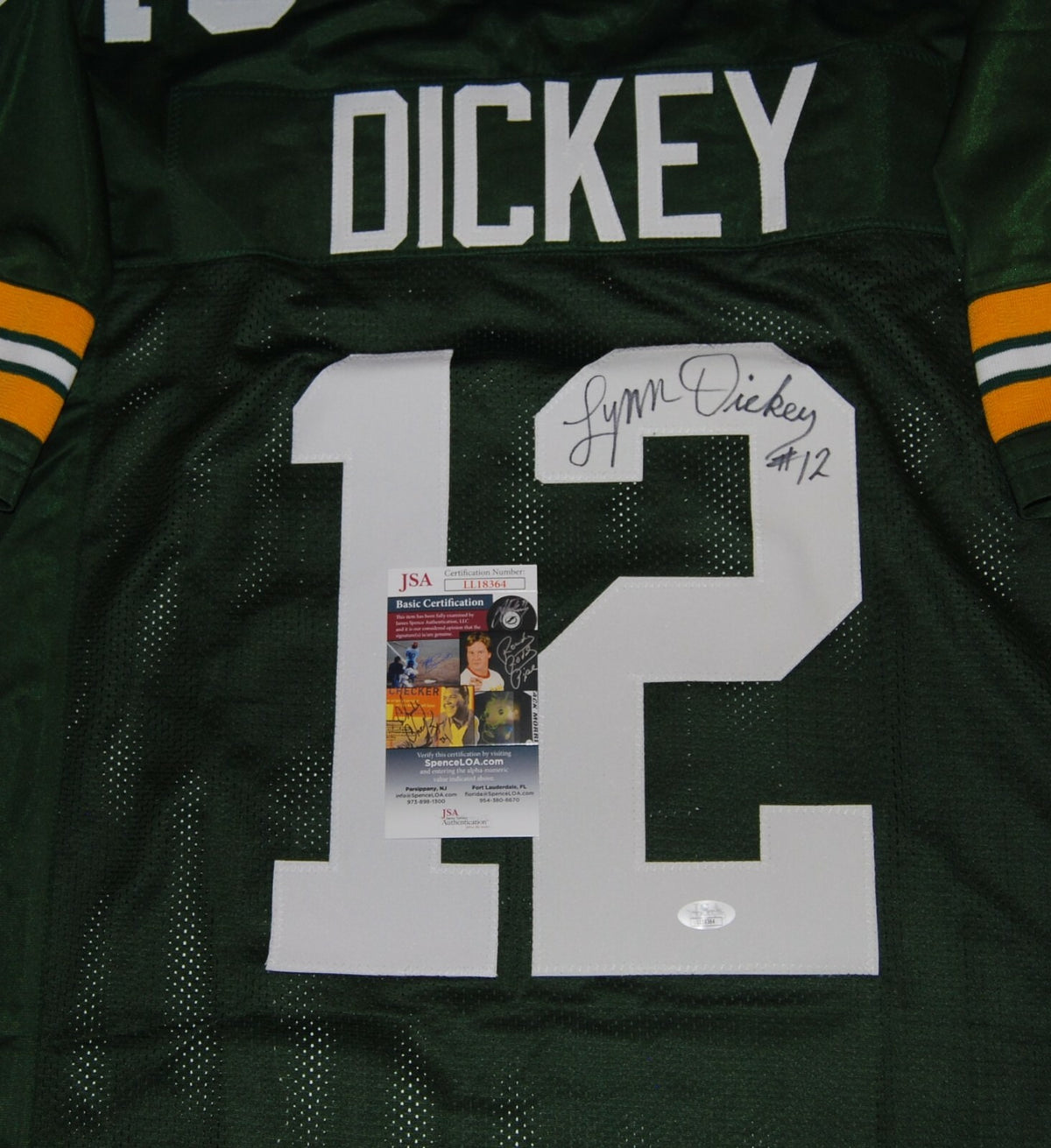 LYNN DICKEY signed (GREEN BAY PACKERS) #12 custom football jersey JSA LL18364