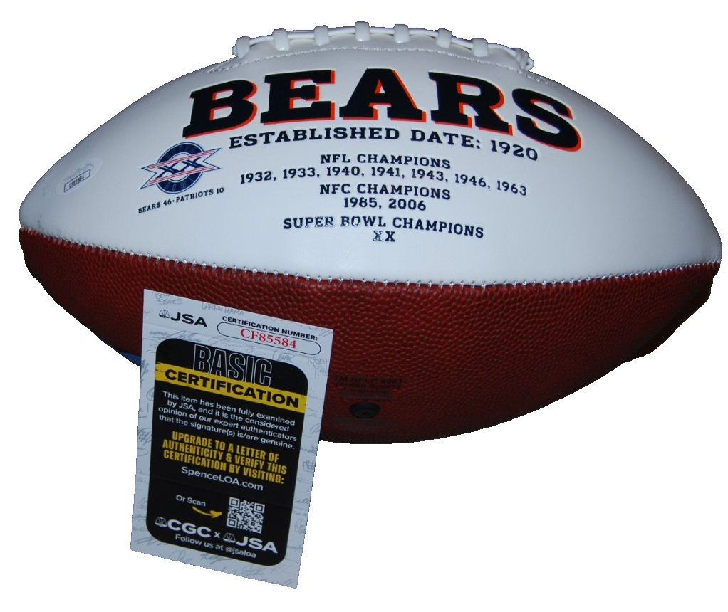 GRADY JARRETT signed (CHICAGO BEARS) full size white logo football JSA CF85584