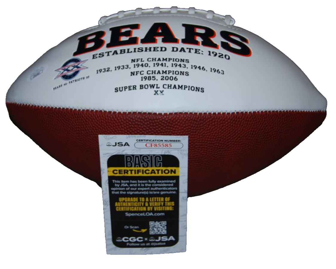 JAQUAN BRISKER signed (CHICAGO BEARS) full size white logo football JSA CF85585