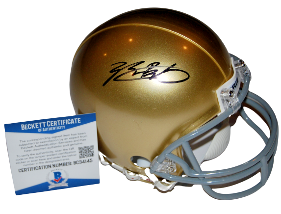 TYLER BUCHNER signed (NOTRE DAME IRISH) mini football helmet BECKETT BC34145