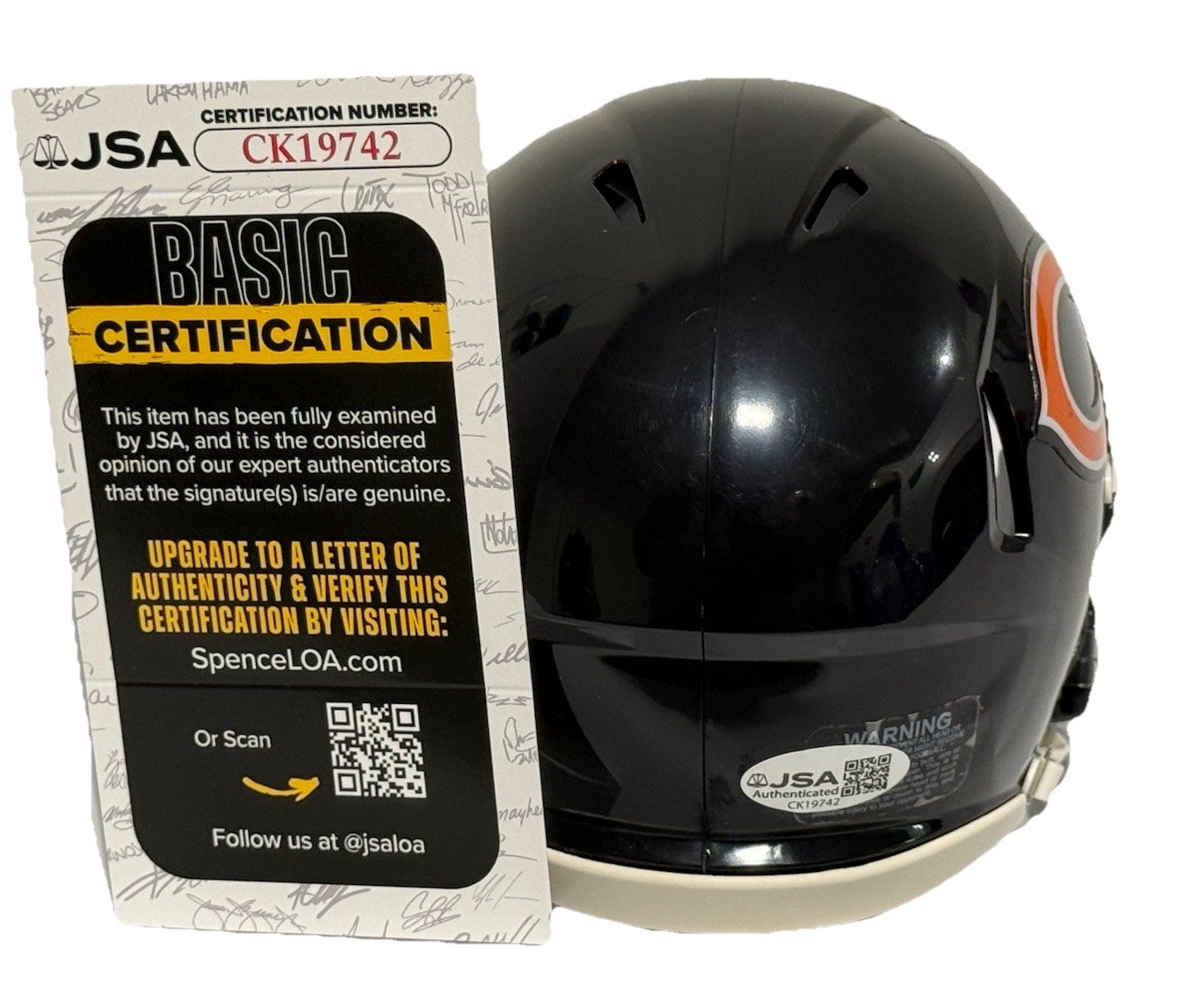 CJ GARDNER-JOHNSON signed (CHICAGO BEARS) mini football helmet JSA CK194742
