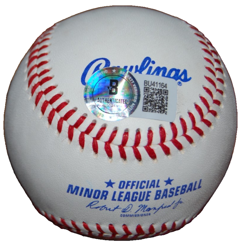 RON BLOOMBERG signed (NEW YORK YANKEES) minor league ball BECKETT BAS BU41164